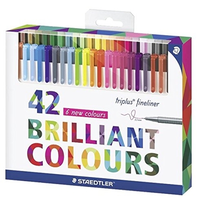 Ручки капиллярные STAEDTLER Triplus 334, набор 42шт., трехгранные, толщина линии 0,3 мм.