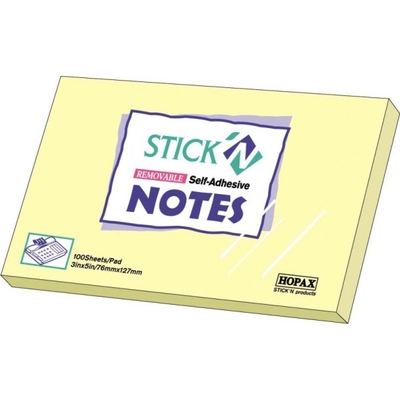 Самоклеящийся блок Hopax  76х101 мм.,100л.,Stick'N Notes
