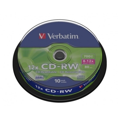 Verbatim диск CD-RW 700 Мб 8-12х  10 шт.